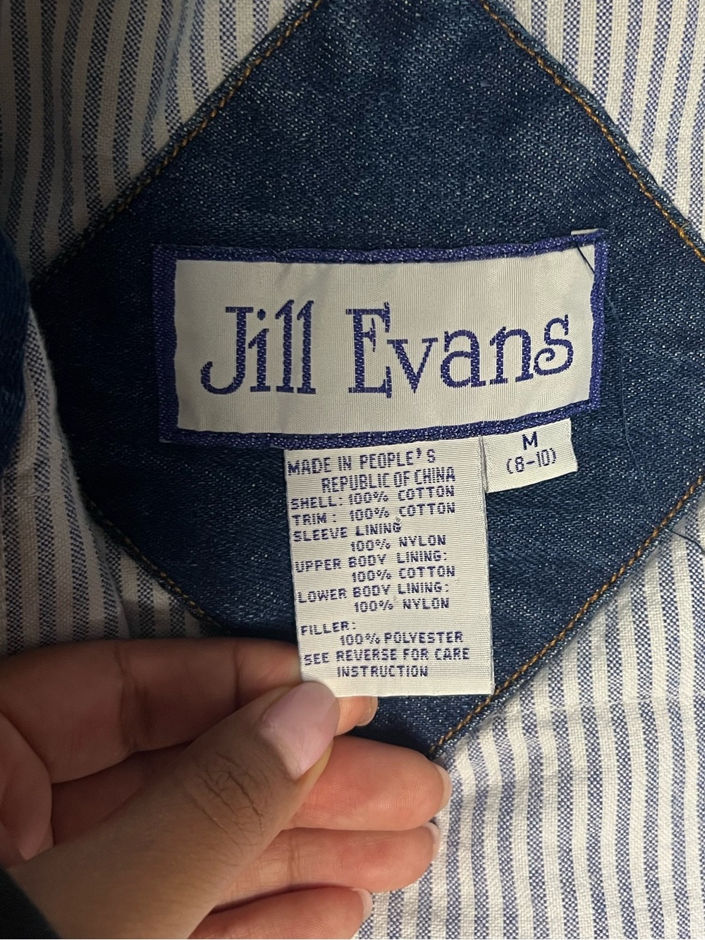 Jill Evans Vintage Jill Evans Denim Coat M Duster Button Up Lined Corduroy 80s - Picture 6 of 8